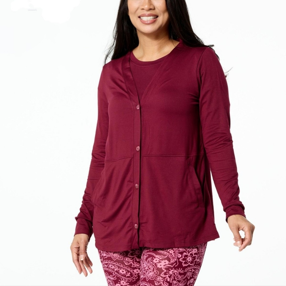 Nwot Comfort Code Lightweight Button Front V-Neck… - image 1